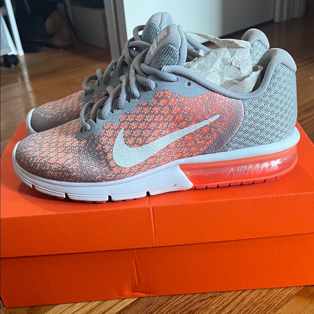Nike Air Max Gray and Red Sneakers